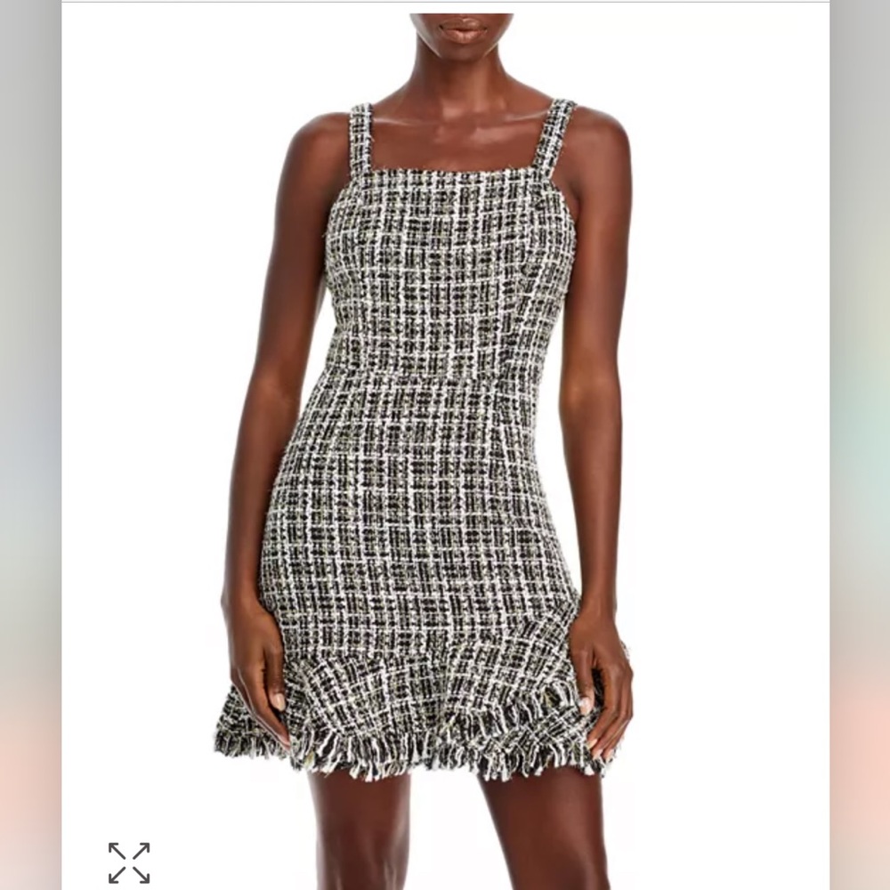 AQUA- Metallic Tweed Square Neck Dress - 100% Exclusive